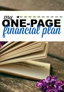Having a one page financial plan is a great way to figure out what matters to you most and to stay focused on your goals. Here's my one page financial plan.