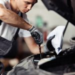 Mechanic working on a car