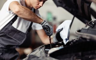 Mechanic working on a car