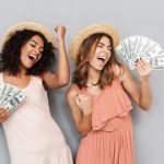 Two young female friends who are spending too much money and are broke