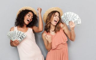 Two young female friends who are spending too much money and are broke