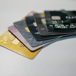 Credit cards on a white background
