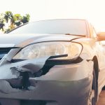 Front side of accident car. Car crash accident