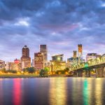 Portland, Oregon skyline at night