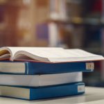 A pile of school textbooks