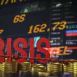 The word crisis in front of stock information