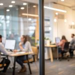 An office filled with workers, who are enjoying the perks of employment