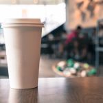 A cup of coffee in a coffee shop