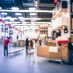 A blurry image of a big box store that is changing the air you breathe indoors