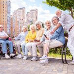 A group of seniors living in a nursing home environment