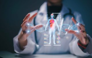 A doctor using AI in the healthcare industry