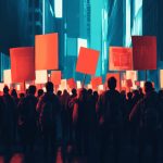 An image of people protesting with signs