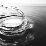 A drop of water in black and white