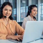 A woman working in customer support