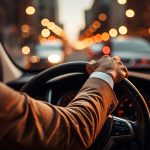 Close-up of a man driving a car