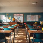 The interior of a public education school room