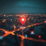 A graphic showcasing someone's location in a city
