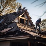 Someone fixing a roof, which is a home repair that can make you look mentally unstable
