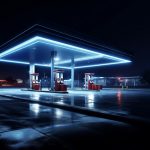 A gas station at night, when scams might happen.