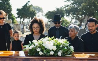 A family at a funeral