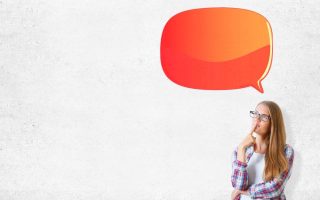 A woman thinking about speaking up about something